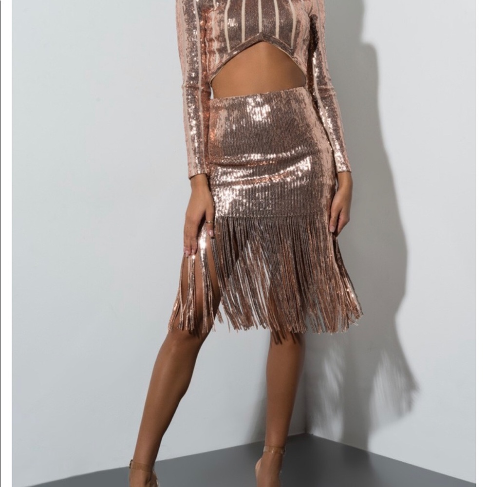 Sequin fringe skirt